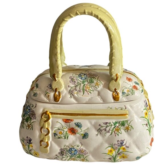 David's Cookies Other - Davids Cookies Collectible Ceramic Floral Handbag Cookie Jar Purse Limited Editi